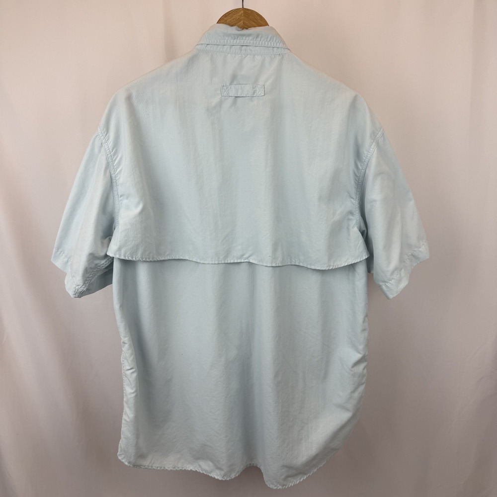 LL Bean Men's Large Button Down Short Sleeve Blue - Picture 3 of 7